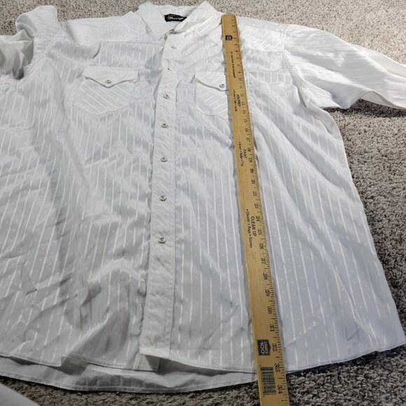 Wrangler Shirt Mens 2XLT White Long Sleeve Pearl Snap Western Stripe Argyle FLAW - Picture 5 of 8